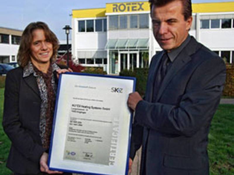 Rotex mit dem Zertifikat nach ISO 14001 ausgezeichnet