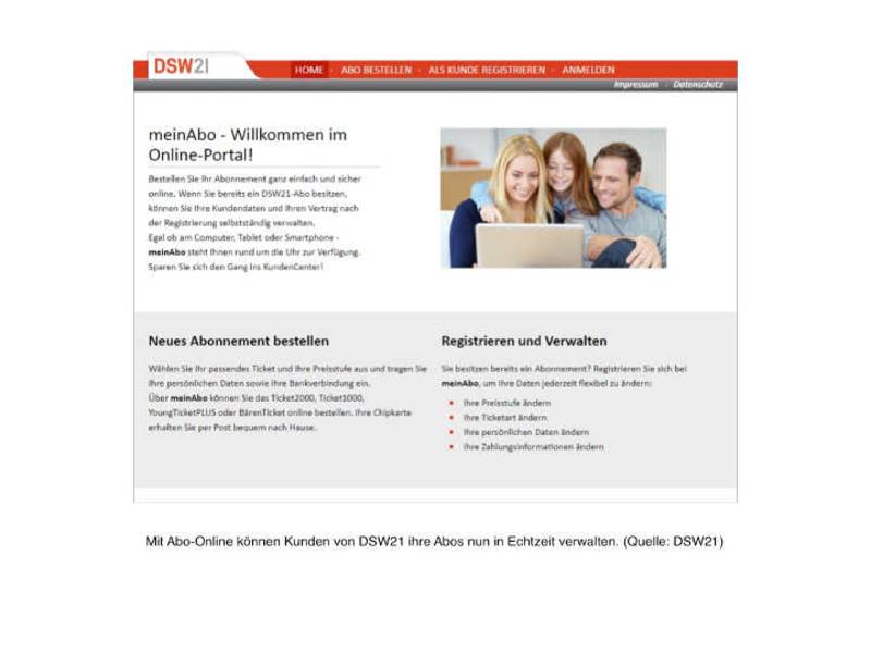 DSW21 ermöglicht Abo-Selbstverwaltung in Echtzeit mit Abo-Online