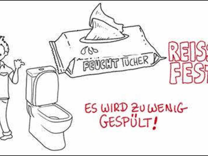 Feuchttücher - nicht in die Kanalisation!